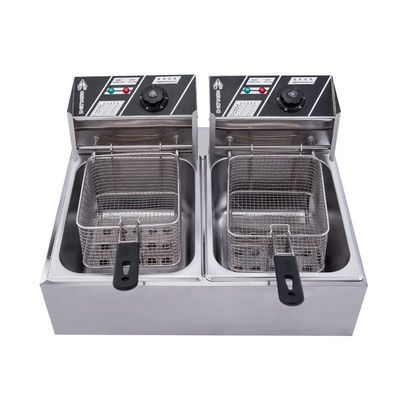 Double Cylinder Electric Table Top Stainless Steel Tempura Fryer Commercial