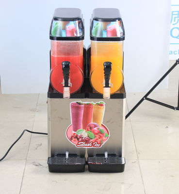 Ice Drink Beverage Commercial Slush Machine Red Stainless Steel With 2 Tanks