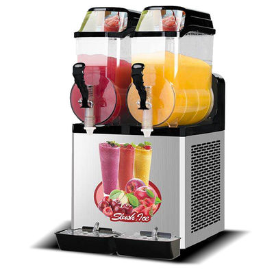 Ice Drink Beverage Commercial Slush Machine Red Stainless Steel With 2 Tanks