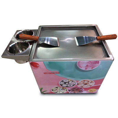 Electricity Commercial Double Pans Fried Ice Cream Rolls Making Machine For Food Beverage Shops