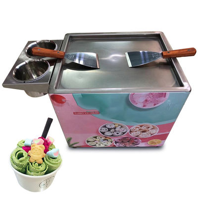 Stainless Steel Double Commercial Fried Ice Cream Making Machine With Big Flat Square Pan