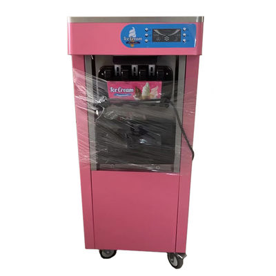 Automatic Three Flavor Soft Commercial Ice Cream Machine Red Color