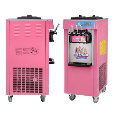 PLC Controlled Ice Cream Maker Red Stainless Steel Roll Machine