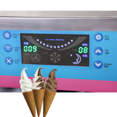 PLC Controlled Ice Cream Maker Red Stainless Steel Roll Machine