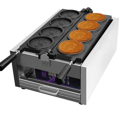 4pcs Coin Round Shape Commercial Waffle Maker Machine Snack Equipment
