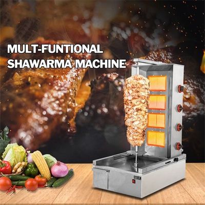 Far-infrared 1.2M Shawarma Grill Chicken Kebab Maker Gas LPG Desktop Commercial Automatic Doner Kebab Cutting Machine