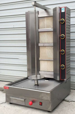 4 Burner Gas Sus Chicken Shawarma Machine 60kg/H