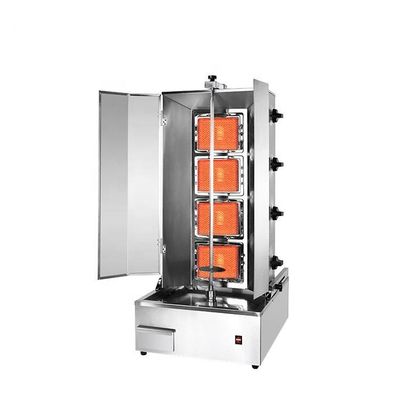 Countertop Grill Shawarma Kebab Machine Gas 4 Burner With Hood