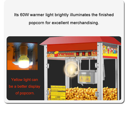 Popcorn Machine with 8 Oz Kettle Vintage Movie Theater Commercial Popcorn Machine with Interior Light - Red