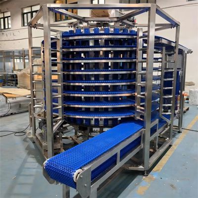 Customized Spiral Cooling Tower Conveyor For Toast Bread Pizza Food
