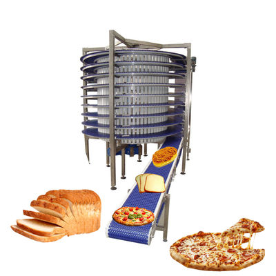 Customized Spiral Cooling Tower Conveyor For Toast Bread Pizza Food
